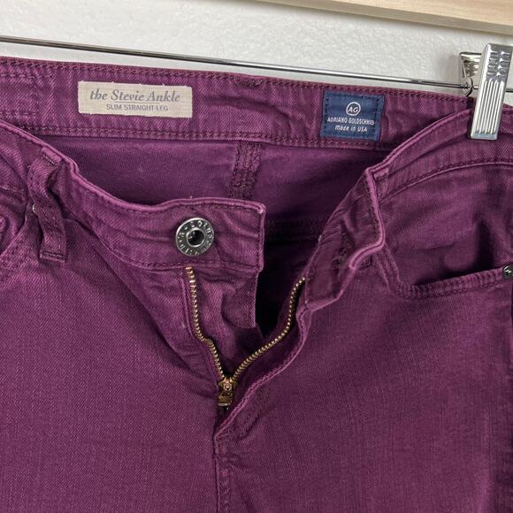 Ag Adriano Goldschmied The Stevie Ankle Slim Straight Leg Maroon Purple Sz 26R - Picture 7 of 9